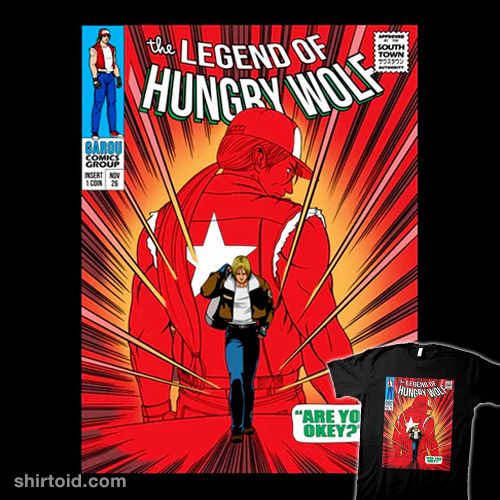 shirtoid's tweet photo. "The Legend of the Hungry Wolf" by @Manoystee is $14 today https://t.co/uY80sJzsUb https://t.co/UCWF9WQAtr