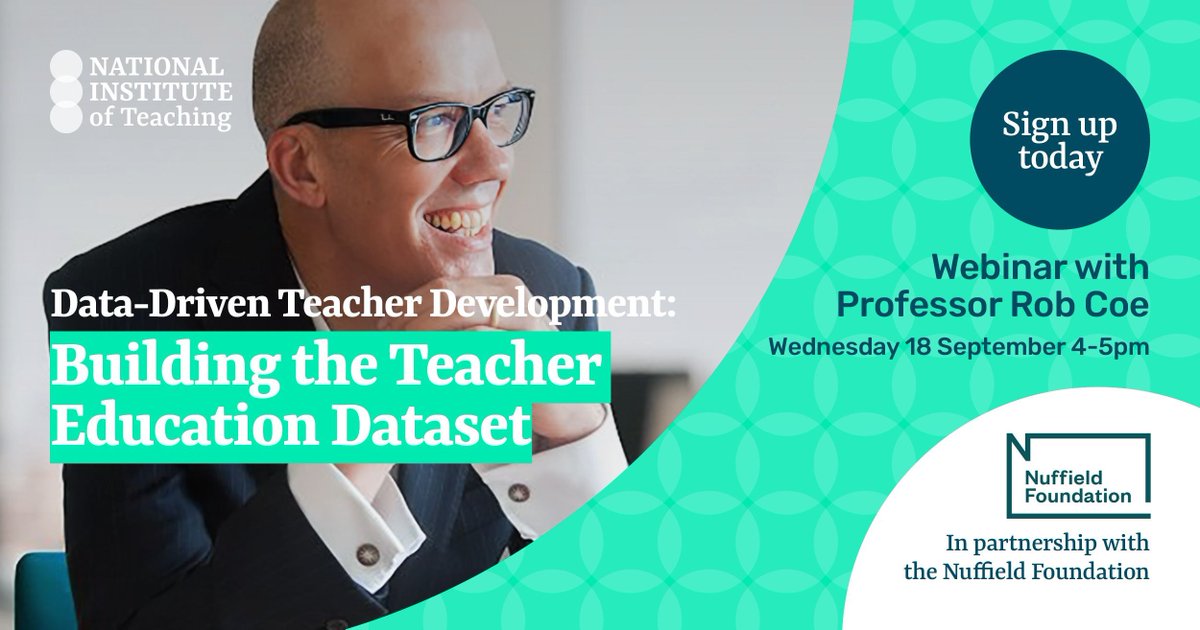 📅Join us for a webinar exploring the potential of how we use teacher data to measure classroom impact: ‘Data-Driven Teacher Development: Building the Teacher Education Dataset’ presented by <a href="/ProfCoe/">Robert Coe</a>
Find out more and register here: buff.ly/4cqJlPa