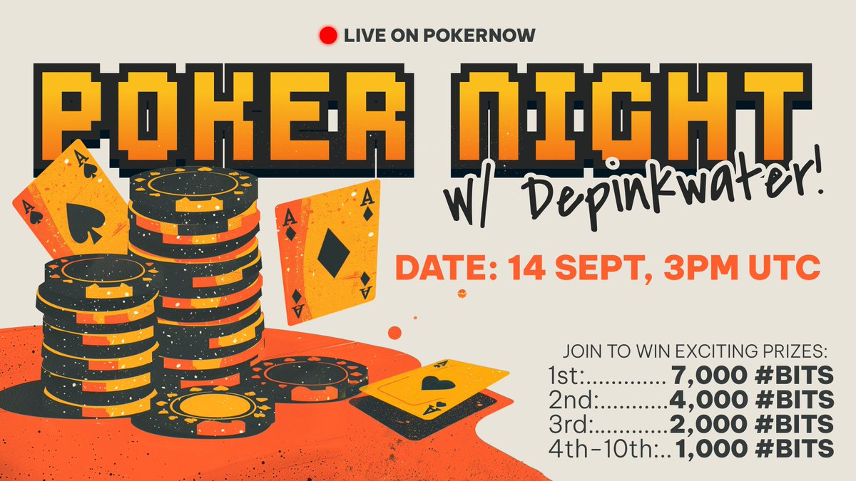 Bitmon (@bitmon_ai) on Twitter photo We're bringing back Bitmon Poker Night w/ <a href="/depinkwater/">Pinkwater (π’)</a>! π΄
π 14 September 2024
β° 3PM UTC
#BITS (Hash BITS) is essential for minting BITSmon NFTs. Collecting specific combinations of BITSmon NFTs will qualify you for the $BITS Airdrop!
π₯ Register with your Telegram username We're bringing back Bitmon Poker Night w/ <a href="/depinkwater/">Pinkwater (π’)</a>! π΄
π 14 September 2024
β° 3PM UTC
#BITS (Hash BITS) is essential for minting BITSmon NFTs. Collecting specific combinations of BITSmon NFTs will qualify you for the $BITS Airdrop!
π₯ Register with your Telegram username