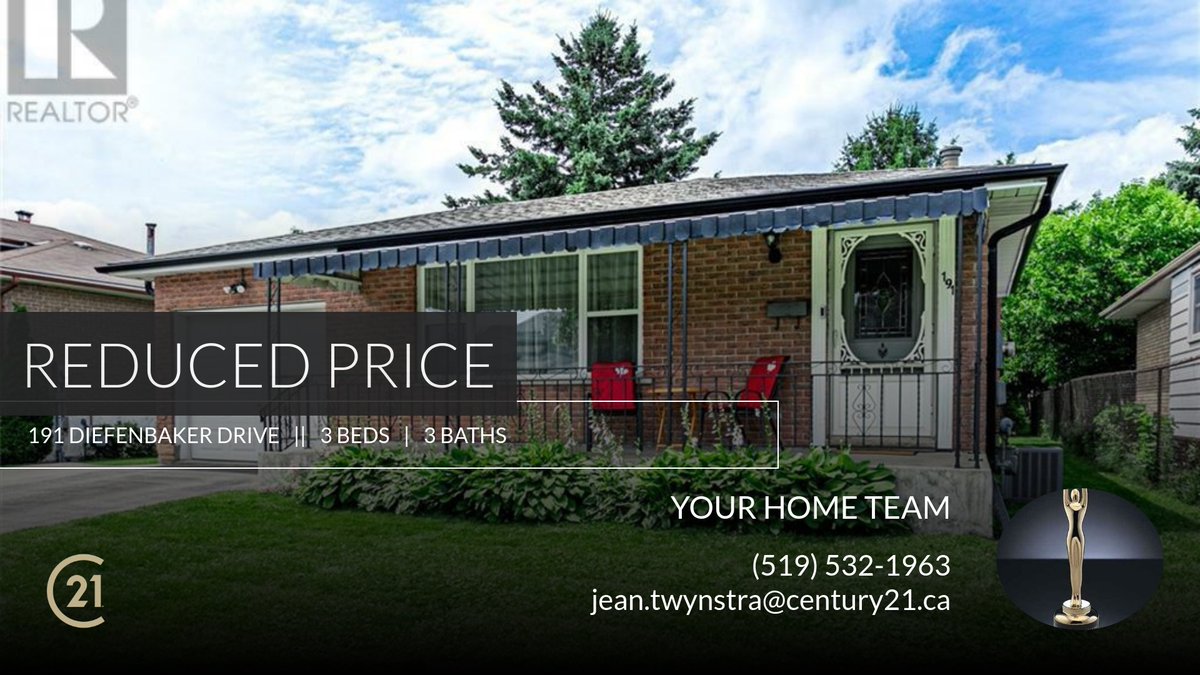 NickLalli's tweet photo. 📍 Reduced Price 📍 This recently reduced home at 191 Diefenbaker Drive in Woodstock won't last long, so, don't wait to set up a showing! Reach out here or at (519) 532-1963 for more information! https://t.co/ztDLbuAJIN https://t.co/ZVTwjkiO9P
