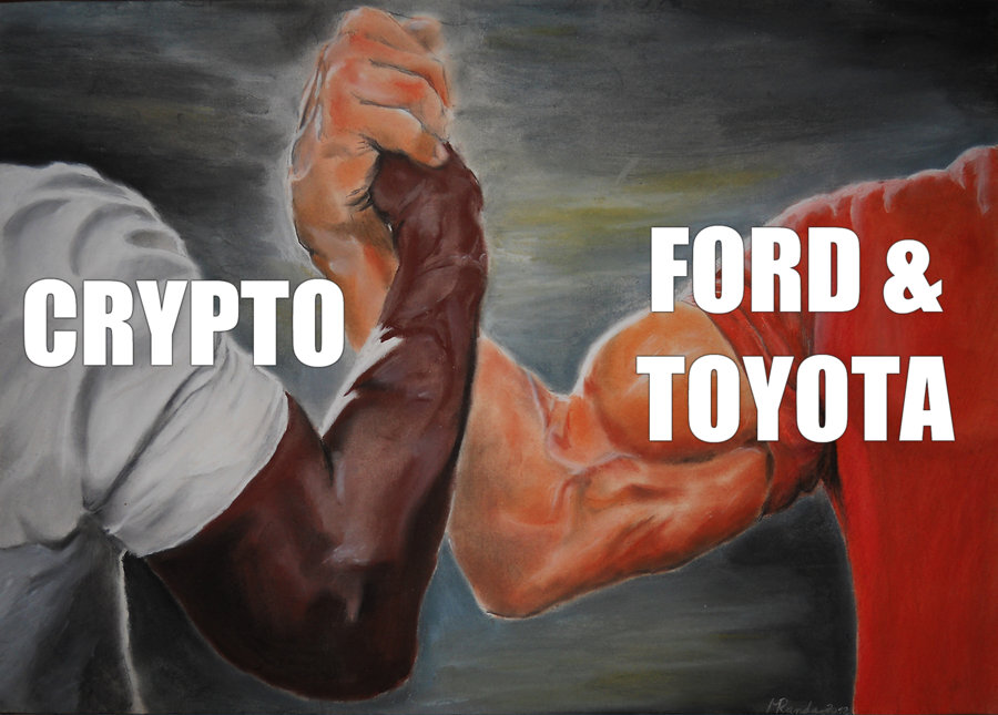 Leading Car Brands Pushing Mass-Adoption 📈

Ford &amp; Toyota are pushing blockchain-based vehicle technology, together filing 43 blockchain-related patents in 2024. Ford with 14 filings, Toyota got 29.

Ford's patents focus on using vehicle ownership &amp; title changes via smart