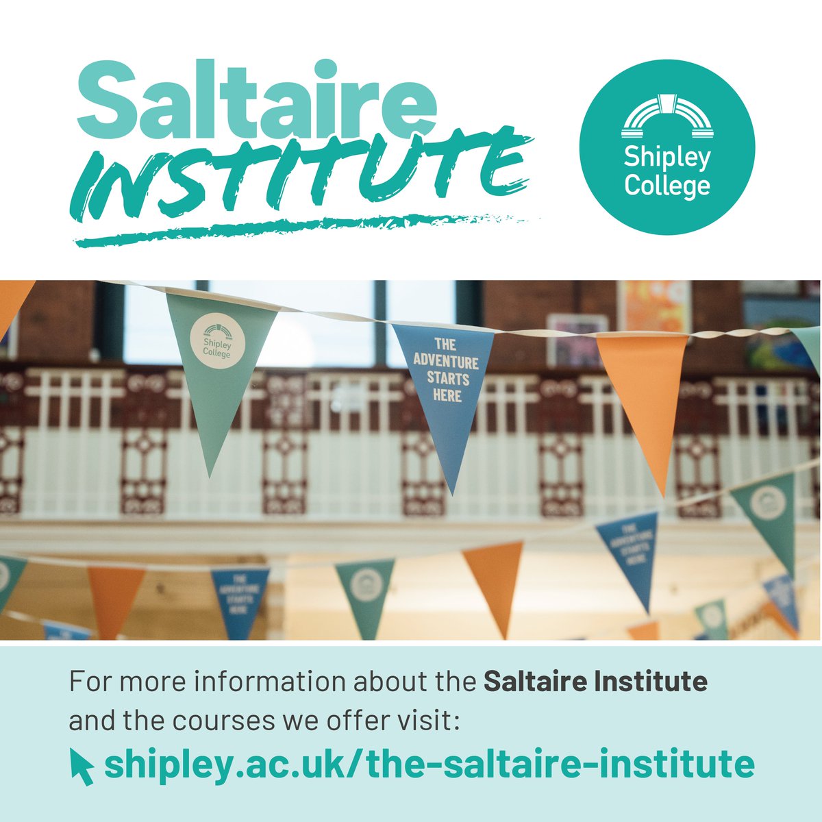 Exciting news! The Saltaire Institute is launching THIS MONTH! Visit Shipley.ac.uk/the-saltaire-i… for more information and to apply for a course!

#ShipleyCollege #SaltaireInstitute #Saltaire #NightSchool #PartTimeCourses #AdultEducation