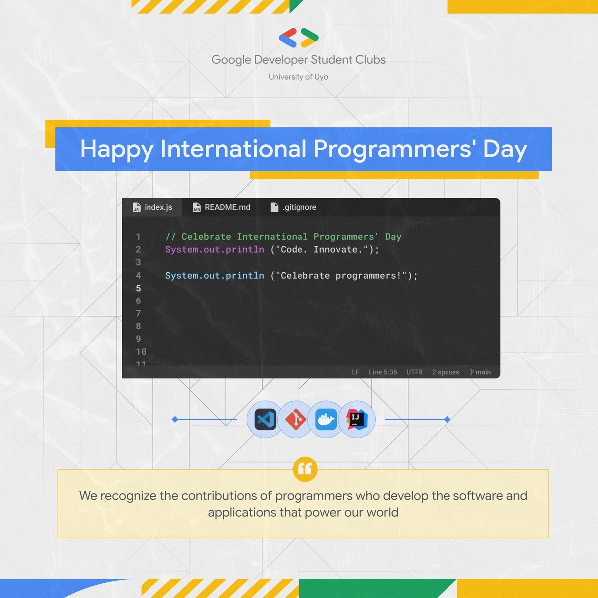 gdgocuniuyo's tweet image. Happy International Programmer&apos;s Day to all developers. Your work ignites passion and
innovation.

#gdscuniuyo #InternationalProgrammersDay