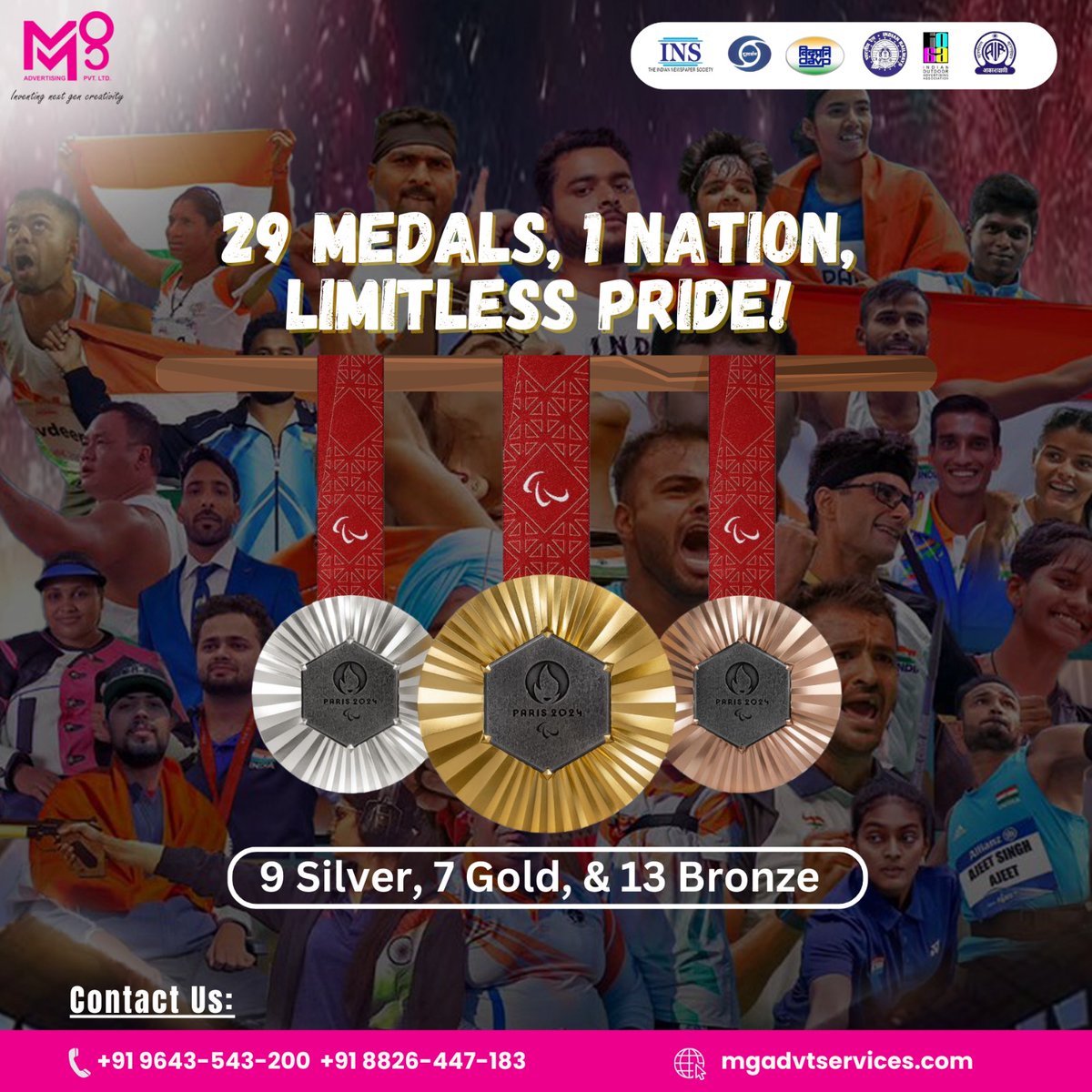 mg_digital_'s tweet image. 29 Medals, 1 Nation, Limitless Pride! 🇮🇳✨

#Cheer4Bharat #MachaDhoom #IndiaAtParalympics #Paris2024 #LimitlessPride #UnstoppableIndia #29Medals #OneNationOneDream