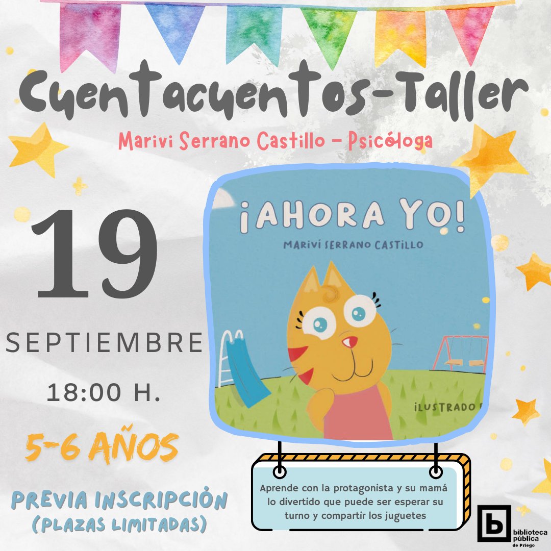 𝙴𝚕 𝚍í𝚊 𝟷𝟿 𝚍𝚎 𝚜𝚎𝚙𝚝𝚒𝚎𝚖𝚋𝚛𝚎, 𝚕𝚊 𝚙𝚜𝚒𝚌ó𝚕𝚘𝚐𝚊 𝙈𝙖𝙧𝙞𝙫𝙞 𝙎𝙚𝙧𝙧𝙖𝙣𝙤 𝘾𝙖𝙨𝙩𝙞𝙡𝙡𝙤 𝚙𝚛𝚎𝚜𝚎𝚗𝚝𝚊𝚛á 𝚜𝚞 𝚕𝚒𝚋𝚛𝚘 "¡𝘼𝙝𝙤𝙧𝙖 𝙮𝙤!".
#bibliotecadepriegodecordoba
#ayuntamientodepriegodecordoba
#priegodecordoba
#cuentacuentos