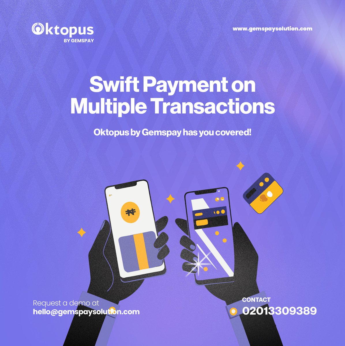 gemspaysolution's tweet image. Manage bulk transactions seamlessly with Oktopus Whether it’s salaries, vendor payments, or loan disbursements, Oktopus has you covered. Make a single debit, we’ll handle the rest.

Request a demo at hello@gemspaysolution.com to see how we can streamline your payments.

#fintech