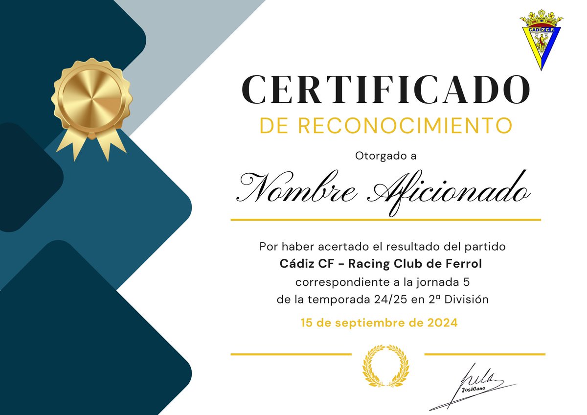 JUEGO DE LA PORRA
Ahora puedes ganar un Certificado de haber acertado el resultado del próximo partido del Cádiz CF
Deja tú resultado en este hilo

👉Acumula tus certificados y llévalo siempre contigo para enseñar a l@s amig@s 😉

Se agradece RT para mayor difusión
