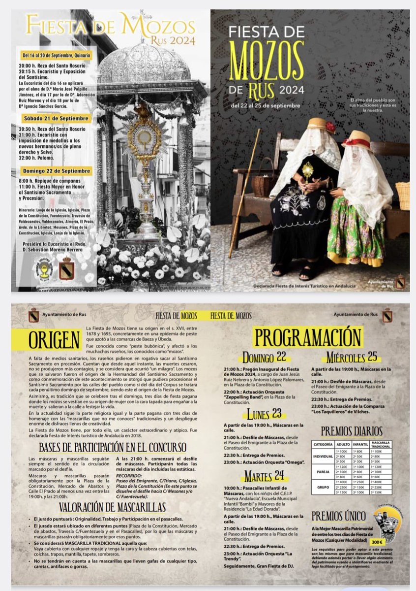 🔆PROGRAMACIÓN FIESTA DE MOZOS 2024🔆
#CULTURA #FIESTADEMOZOS24
❇️Adjuntamos díptico con la programación de Fiesta de Mozos 2024.

#RUSENFIESTADEMOZOS⚜️