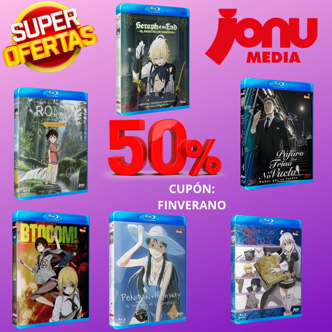 jonumedia's tweet photo. Oportunidad para ampliar tu colección de anime con un 50% de descuento. Usa el cupón FINVERANO y llévate esos Blu-rays
¡Solo tienes 24 horas para aprovechar esta oferta épica! ⏳
SOLO EN https://t.co/RXqlzomLwR
#AnimeEnBluRay #OfertaOtaku #JonuMedia #AnimeDeals #FinVerano https://t.co/VJgo8fw5dE