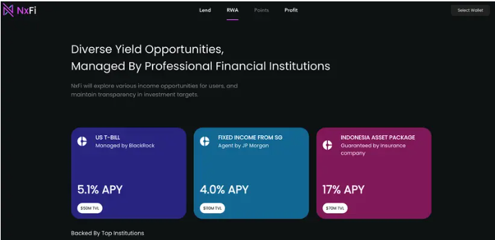 d_web3creator's tweet photo. Real-World Asset (RWA) investment: Beyond crypto, NxFi provides RWA investment options. On its user-friendly interface, users can explore safe and stable investment options like JP Morgan-backed financial securities, US Treasury bills, or enjoy 17% APY on fully insured assets. https://t.co/Db2cUaDgHH