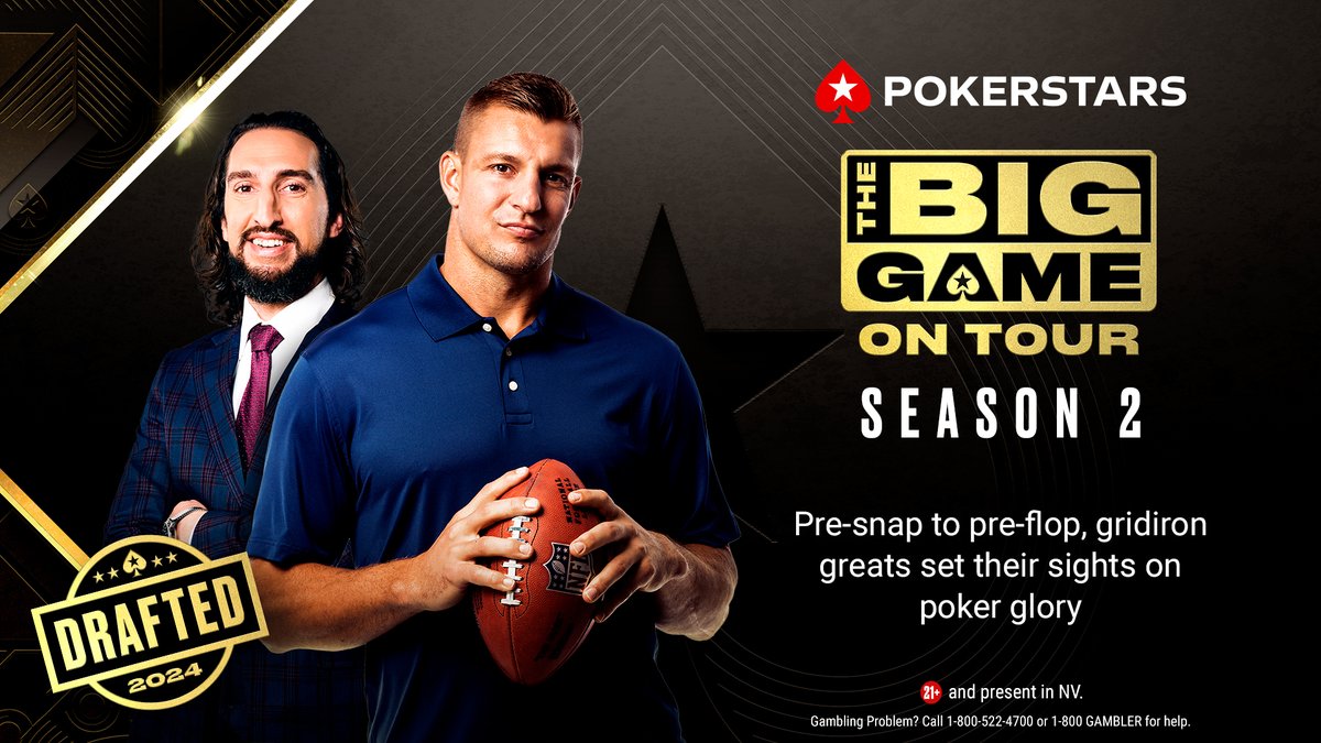 PokerStarsUSA's tweet photo. See @getnickwright and @FanDuel Ambassador @RobGronkowski take to the felt on the next season of the #BigGameonTour TV show to be filmed at #NAPTLasVegas in November. 

Stay tuned for more opportunities to land Gold Passes via both Gronk and Nick with @PokerStarsUSA https://t.co/lCJFVWpQYZ