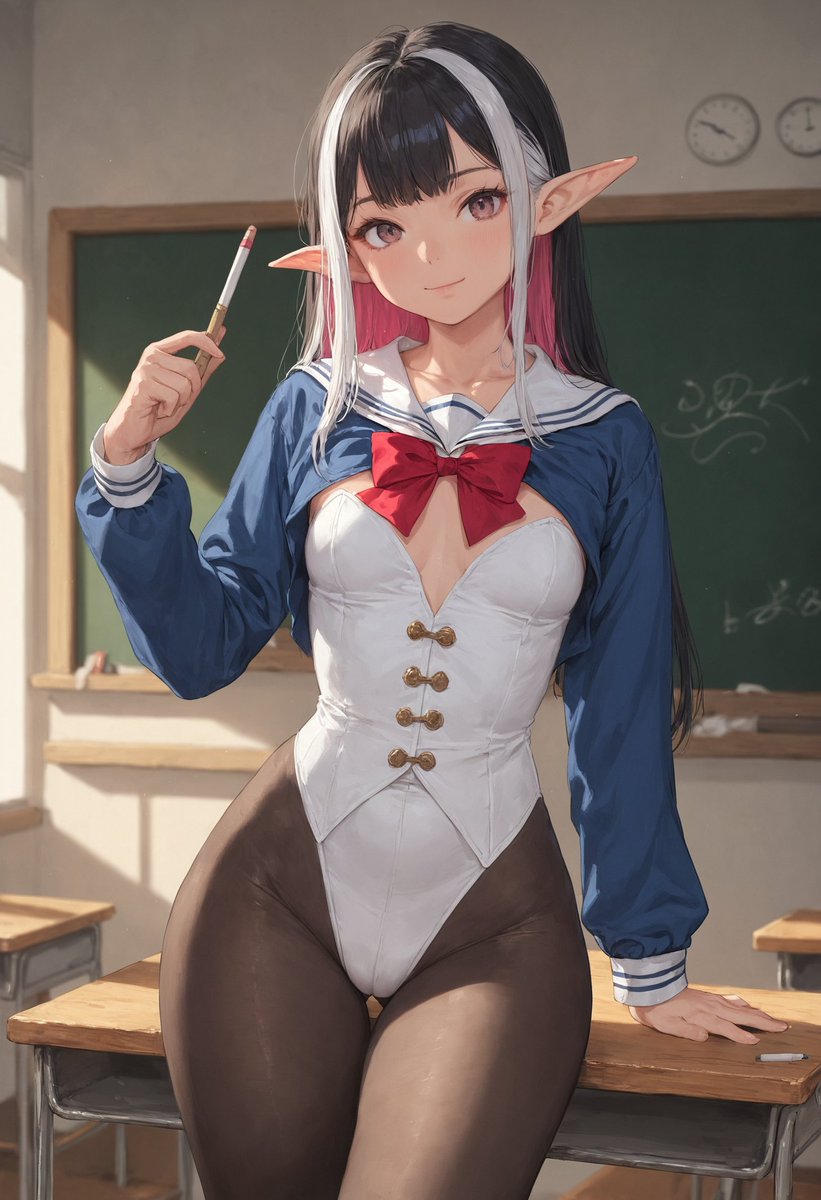 NorkDiffusion's tweet image. #AIart #aiwaifus #AIArtCommuity #stablediffusion #elves 
"Are you our new Prof? Classical Science was it? It's exciting to have an outsider here! I'm the Student Rep, Ms Kasuga. You seem a little flustered, are you sick? I can cast a healing though I'm not that good at it!"