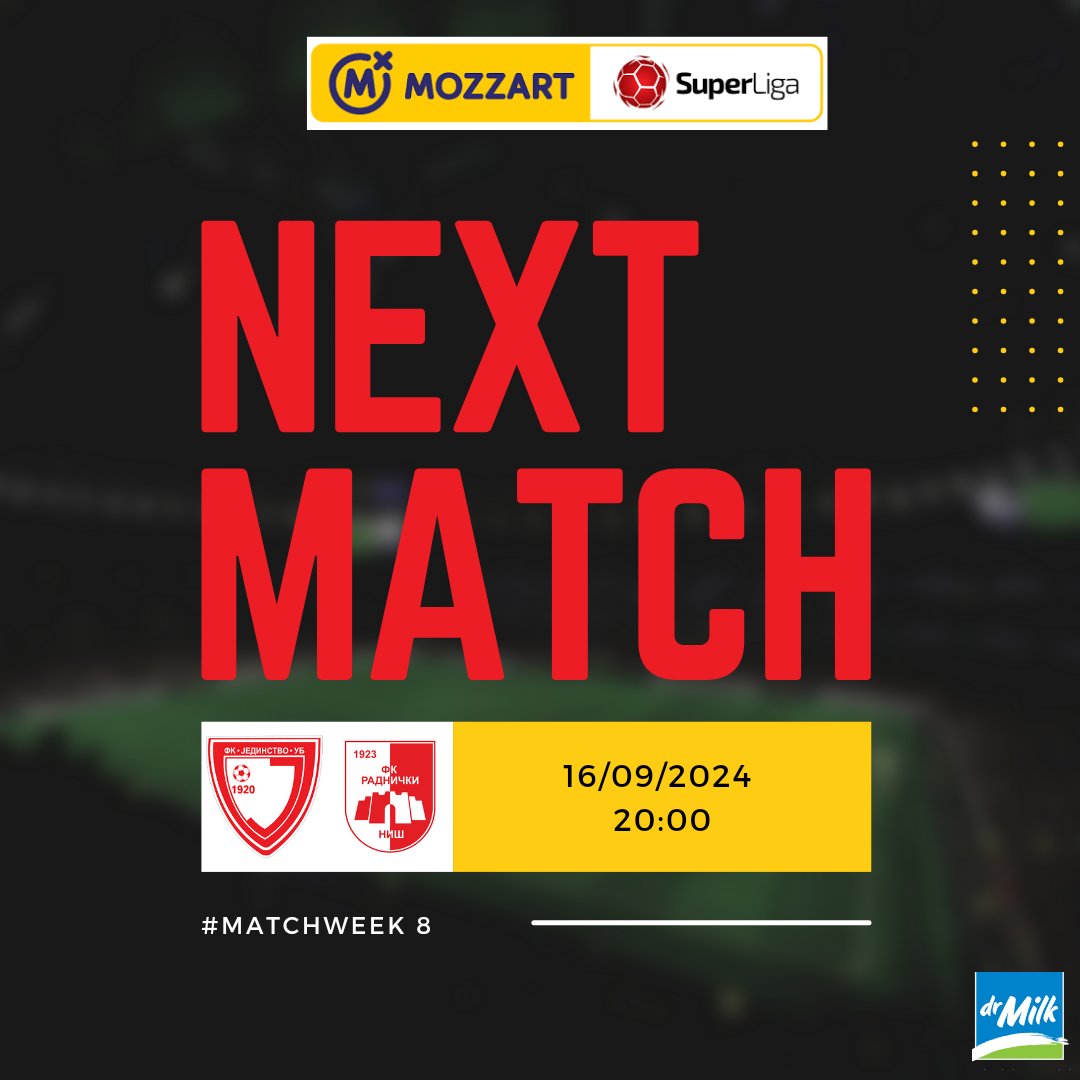 FK Jedinstvo 🆚 FK Radnički Niš
🗓️ PONEDELJAK 16. SEPTEMBAR 
⏰ 20:00
🏆#mozzartbetsuperliga
🏟️ Stadion "Dragan Džajić"

#fkjedinstvoub #superligasrbije #mozzartbetsuperliga