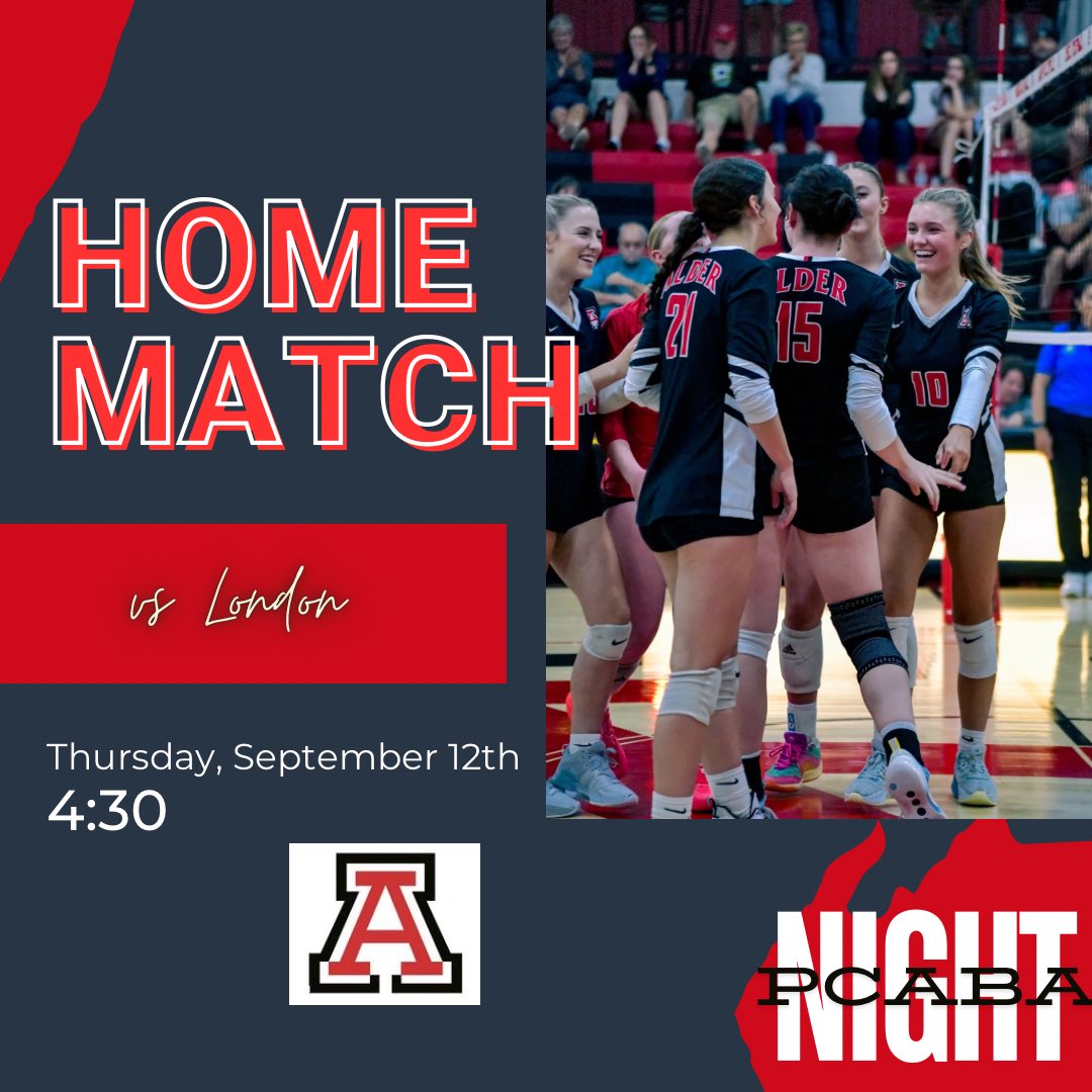 It’s game day vs London. The Freshmen match starts at 4:30. We welcome and celebrate our PCABA volleyball teams tonight! 🏐❤️🖤