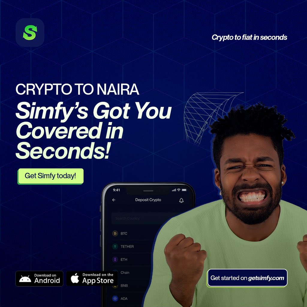 getSimfy's tweet image. Why wait when your naira could be chillin&apos; in your account right now? Simfy makes it happen in seconds!

No delays, no fuss—just crypto to cash, like snap!🤌🤌

Download Simfy today and convert faster than you can say &apos;P2P who?!&apos; 💸🎉

#GetSimfy 
#cryptotonaira 
#convertlikeapro