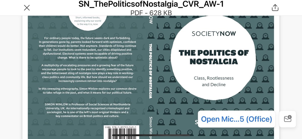 Simon Winlow (@winlow_s) on Twitter photo Pleased to report my new book will be out soon - the first from my <a href="/LeverhulmeTrust/">The Leverhulme Trust</a> funded project, The Politics of Nostalgia…
‘In generations gone by, parents looked to the future with optimism, confident their children would do better. Not anymore…
bookstore.emerald.com/the-politics-o… Pleased to report my new book will be out soon - the first from my <a href="/LeverhulmeTrust/">The Leverhulme Trust</a> funded project, The Politics of Nostalgia…
‘In generations gone by, parents looked to the future with optimism, confident their children would do better. Not anymore…
bookstore.emerald.com/the-politics-o…