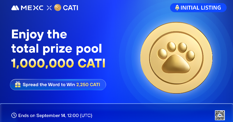 MEXC's tweet photo. We’re launching $CATI deposit &amp; trade event soon, with 1,000,000 $CATI to be won!

Spread the word to share 2,250 $CATI (90 Lucky Users)🔽
1️⃣ Follow @MEXC_Official &amp; @CatizenAI
2️⃣ Join https://t.co/FwcM9OWyNI
3️⃣ Like, QT with #CATIonMEXC &amp; MEXC UID

Ends on Sep 14, 12:00 (UTC)