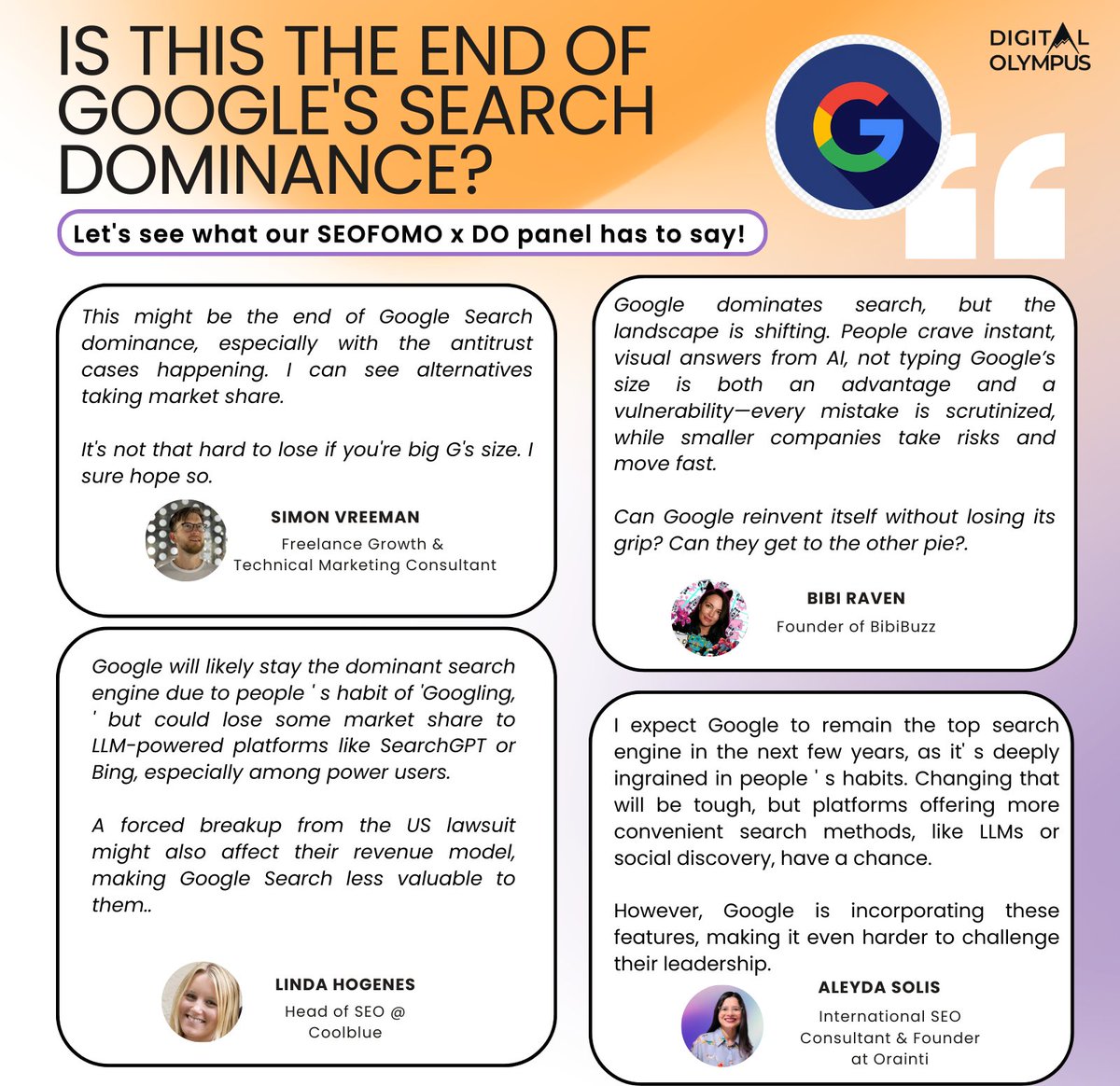 Digital Olympus (@digitalolympus) on Twitter photo ChatGPT search engine might become a threat to Google 😱
We asked our SEOFOMO x DO speakers to share their perspectives. Check out what <a href="/aleyda/">Aleyda Solis 🕊️</a>, <a href="/linda_tweet/">Linda Hogenes ヾ(ツ)ノ</a>, <a href="/vreeman/">Simon Vreeman</a>, and <a href="/BibiBuzzCom/">BIBI THΞ LINK BUILDΞR was here</a> had to say. 👇
P.S. We made sure they went beyond the usual "it depends"! ChatGPT search engine might become a threat to Google 😱
We asked our SEOFOMO x DO speakers to share their perspectives. Check out what <a href="/aleyda/">Aleyda Solis 🕊️</a>, <a href="/linda_tweet/">Linda Hogenes ヾ(ツ)ノ</a>, <a href="/vreeman/">Simon Vreeman</a>, and <a href="/BibiBuzzCom/">BIBI THΞ LINK BUILDΞR was here</a> had to say. 👇
P.S. We made sure they went beyond the usual "it depends"!