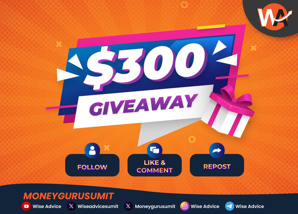 🎉Weekly Giveaway Time🎉

Market is super boring but I want my community to be always thriving 🔥

I will Giveaway $100 to 3 Lucky people each.

To win just 👇

🔹Follow <a href="/wiseadvicesumit/">Wise Advice</a> and <a href="/moneygurusumit/">Sumit Kapoor</a> 

🔹Like | Comment and Repost all my upcoming posts