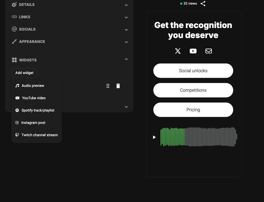 🎶New widget!  

You can now embed audio files and display a waveform on your links!