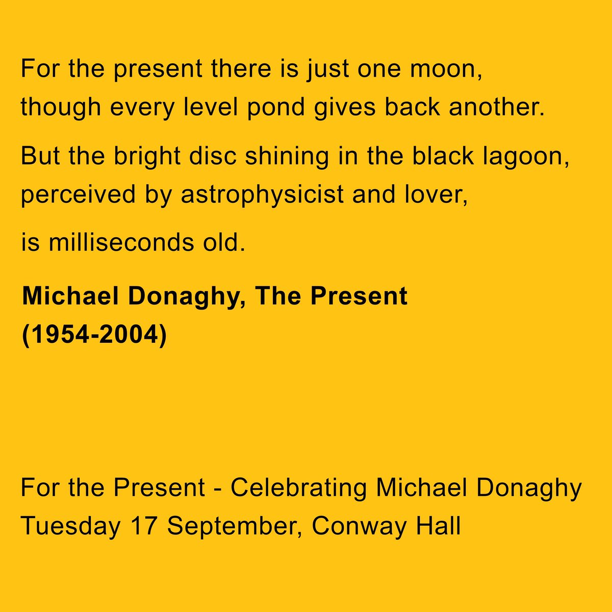 Winchester Poetry (@winpoetryfest) on Twitter photo A beautiful event for your attention
In association with <a href="/PoetrySociety/">The Poetry Society</a>, a celebration of Michael Donaghy's poetry & life with readings featuring poets <a href="/hannahlowepoet/">hannahlowepoet</a> <a href="/GretaStoddart/">Greta Stoddart</a> <a href="/donpatersonpoet/">don paterson</a> & many others.
Tickets selling fast: tinyurl.com/wd8566sb A beautiful event for your attention
In association with <a href="/PoetrySociety/">The Poetry Society</a>, a celebration of Michael Donaghy's poetry & life with readings featuring poets <a href="/hannahlowepoet/">hannahlowepoet</a> <a href="/GretaStoddart/">Greta Stoddart</a> <a href="/donpatersonpoet/">don paterson</a> & many others.
Tickets selling fast: tinyurl.com/wd8566sb