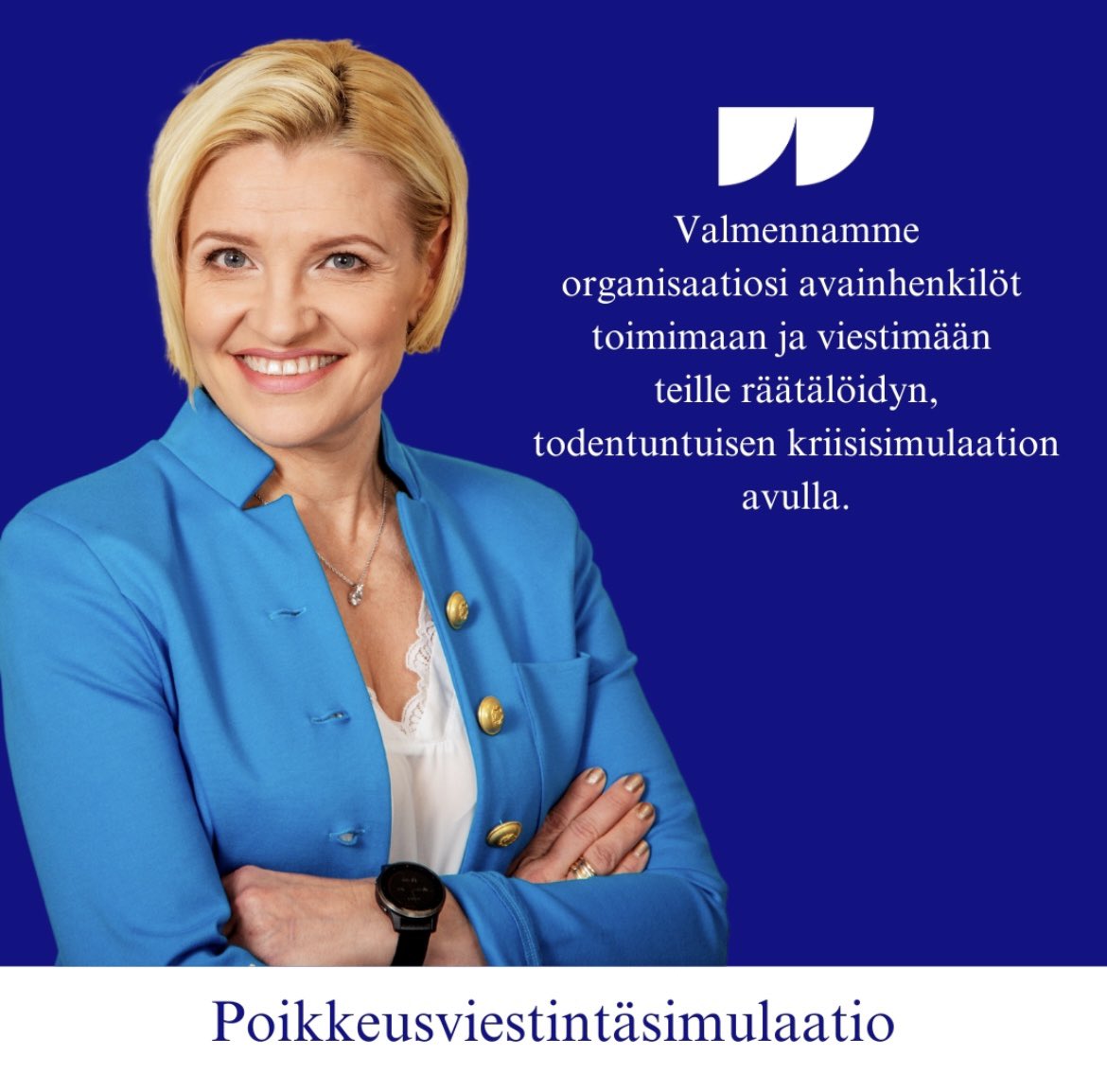 🚨Onko #organisaatio’si valmis kohtamaan poikkeustilanteet ja #kriisi’t? 

🏃‍♂️‍➡️🏃‍♀️‍➡️Testaa #kriisiviestintä’valmiutenne teille räätälöidyn simulaation avulla! 

💡Jos haluat jutella aiheesta lisää, varaa maksuton #viestintäkonsultointi!