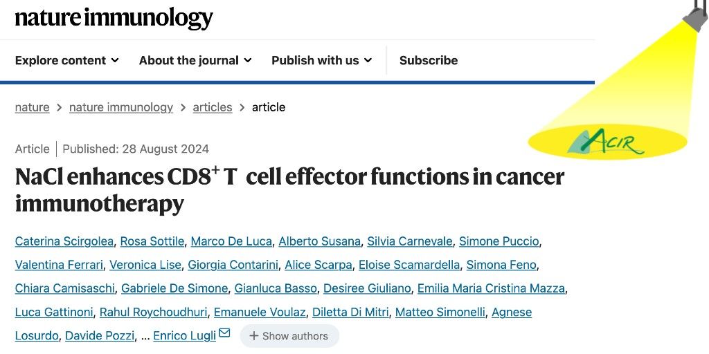 ACIR (@acir_org) on Twitter photo Scirgolea and Sottile et al. showed that CD8+ T cells use NaCl to promote potent T cell effector functions. <a href="/caterinascirgo/">caterina scirgolea</a> <a href="/rosasott/">Rosa Sottile</a> <a href="/luglilab/">Lugli Lab</a> <a href="/HumanitasMilano/">Humanitas Milano</a> bit.ly/3zerVXH #CancerImmunology Scirgolea and Sottile et al. showed that CD8+ T cells use NaCl to promote potent T cell effector functions. <a href="/caterinascirgo/">caterina scirgolea</a> <a href="/rosasott/">Rosa Sottile</a> <a href="/luglilab/">Lugli Lab</a> <a href="/HumanitasMilano/">Humanitas Milano</a> bit.ly/3zerVXH #CancerImmunology