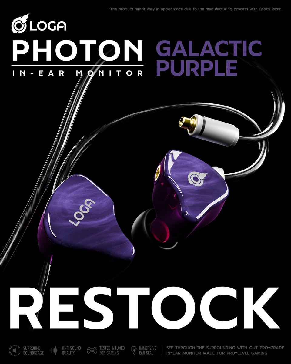 Those who have been waiting for the Loga Photon IEM (GALACTIC PURPLE💜), it's now restocked. 
You can purchase it through official channels of LOGA.

#LOGA