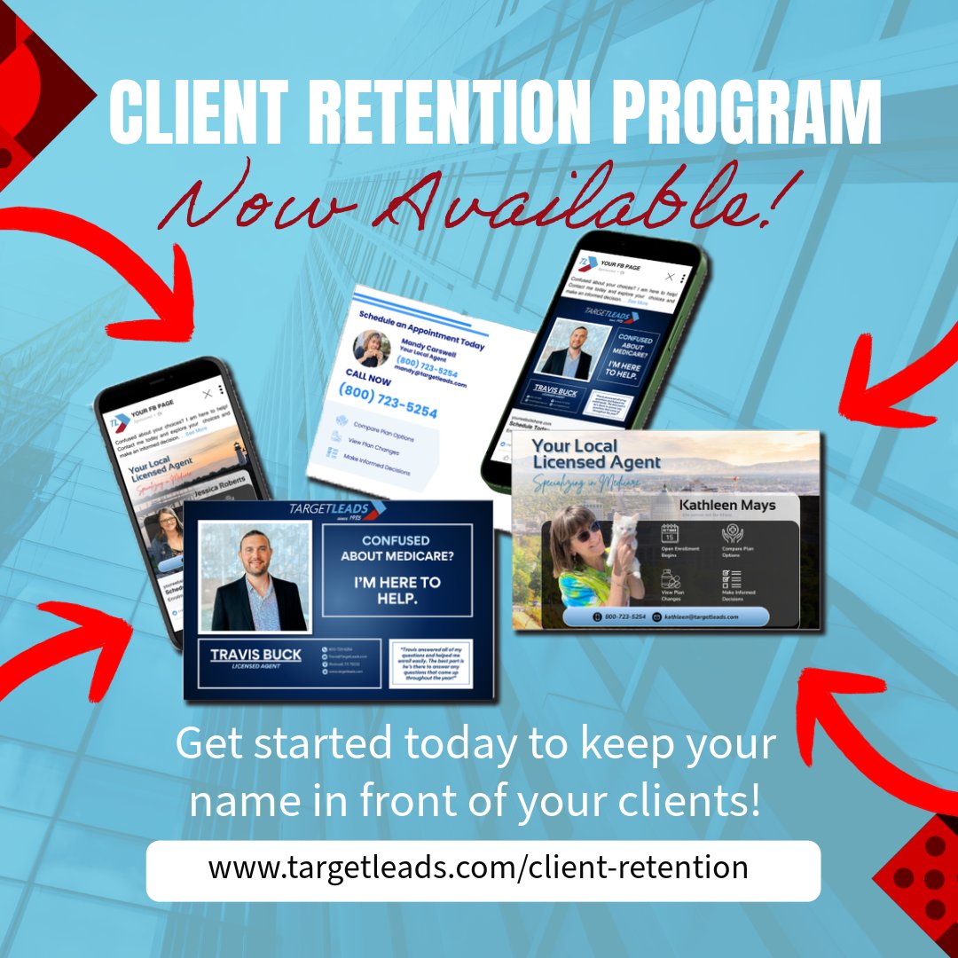 Target_Leads's tweet photo. We've created a Client Retention Program to keep your name in front of your existing clients and help you grow your book of business for years to come.  Learn more - contact us today!
https://t.co/GuwzvuT7Ze https://t.co/zlA4r1swkl