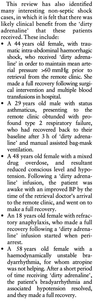 nice reminder that epinephrine is a banger for patients on the verge of dying

norepi: improve the Bp

epi: improve the Bp, improve cardiac output, treat anaphylaxis, treat status asthmaticus, treat bradycardia

look at this list of pts who survived with a dirty epinephrine gtt: