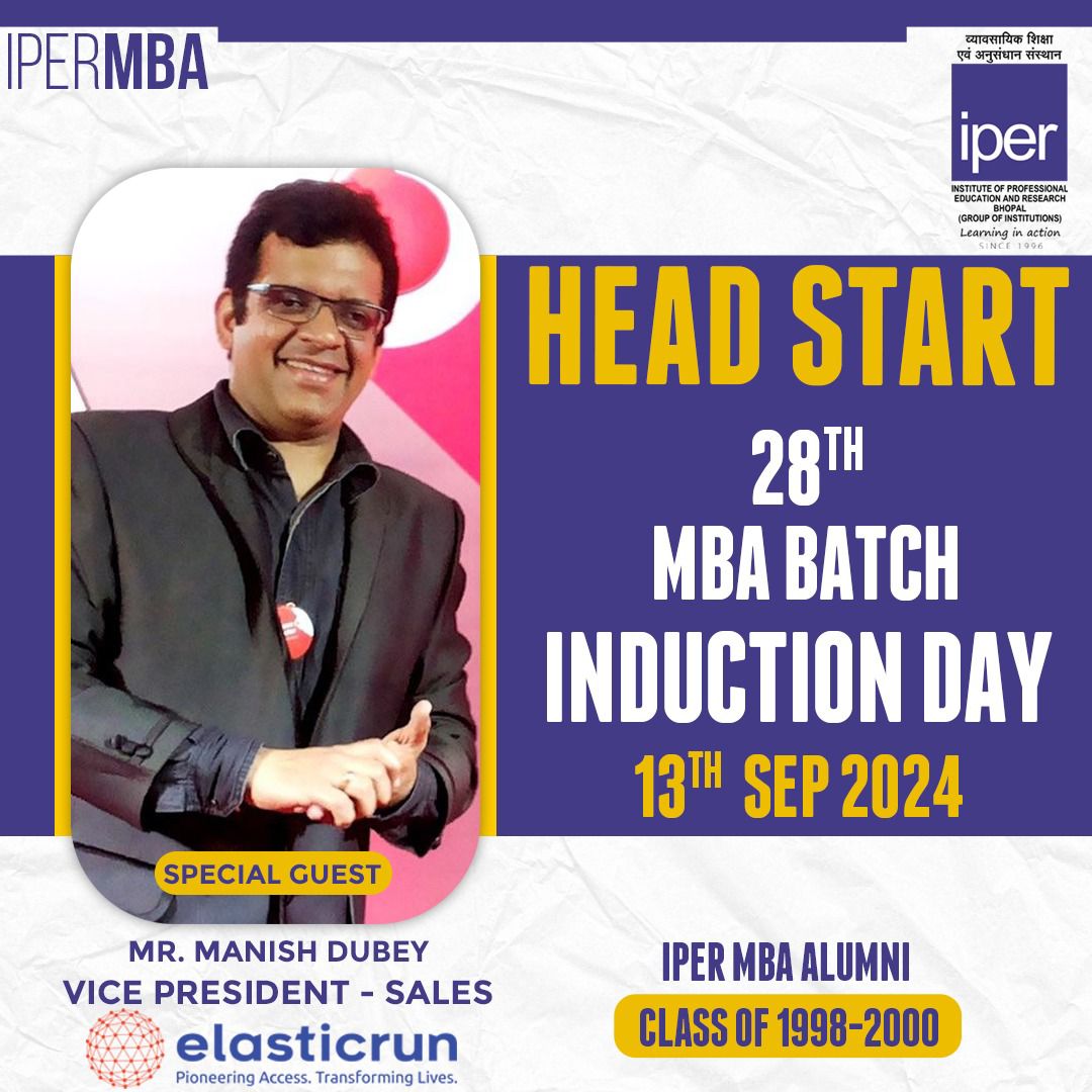 iperbhopal's tweet image. We are excited to welcome Mr. Manish Dubey, Vice President - Sales at ElasticRun and proud IPER MBA Alumnus (Class of 1998-2000), as a Special Guest for the HeadStart of IPER’s 28th MBA Batch! 🎓✨

#IPERMBA #ElasticRun #Headstart #Bhopal #MBA #Alumni #Alumniconnect