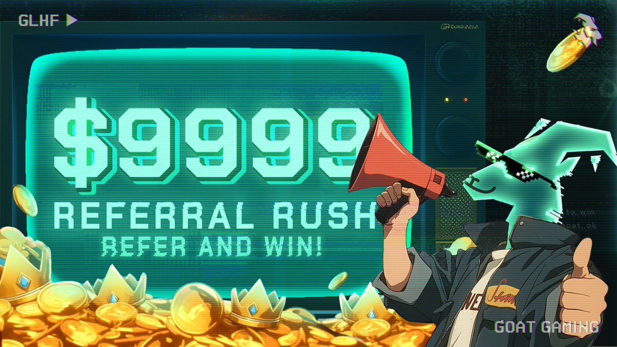 playgoatgaming's tweet photo. Grow the tribe, get that bag 🤑💰

Refer your friends for a shot at the $9,999 Referral Rush prize pool

🐐 Every new referral nets you 1 entry
🐐 Double your entries by reaching level 10

Ends on Oct 10

Participate and track your referrals on Telegram 👉 https://t.co/rIcX2Q6xZI https://t.co/z7S5d93ppP