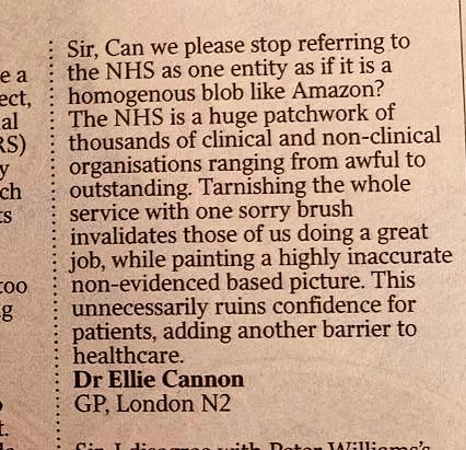“NHS is broken” rhetoric makes those of us on the front line feel completely disheartened and devalued. 

My corner of the NHS is not broken.  

As I’ve said before, the NHS is not one blob but a patchwork, many sections of which are saving lives and helping people every minute.