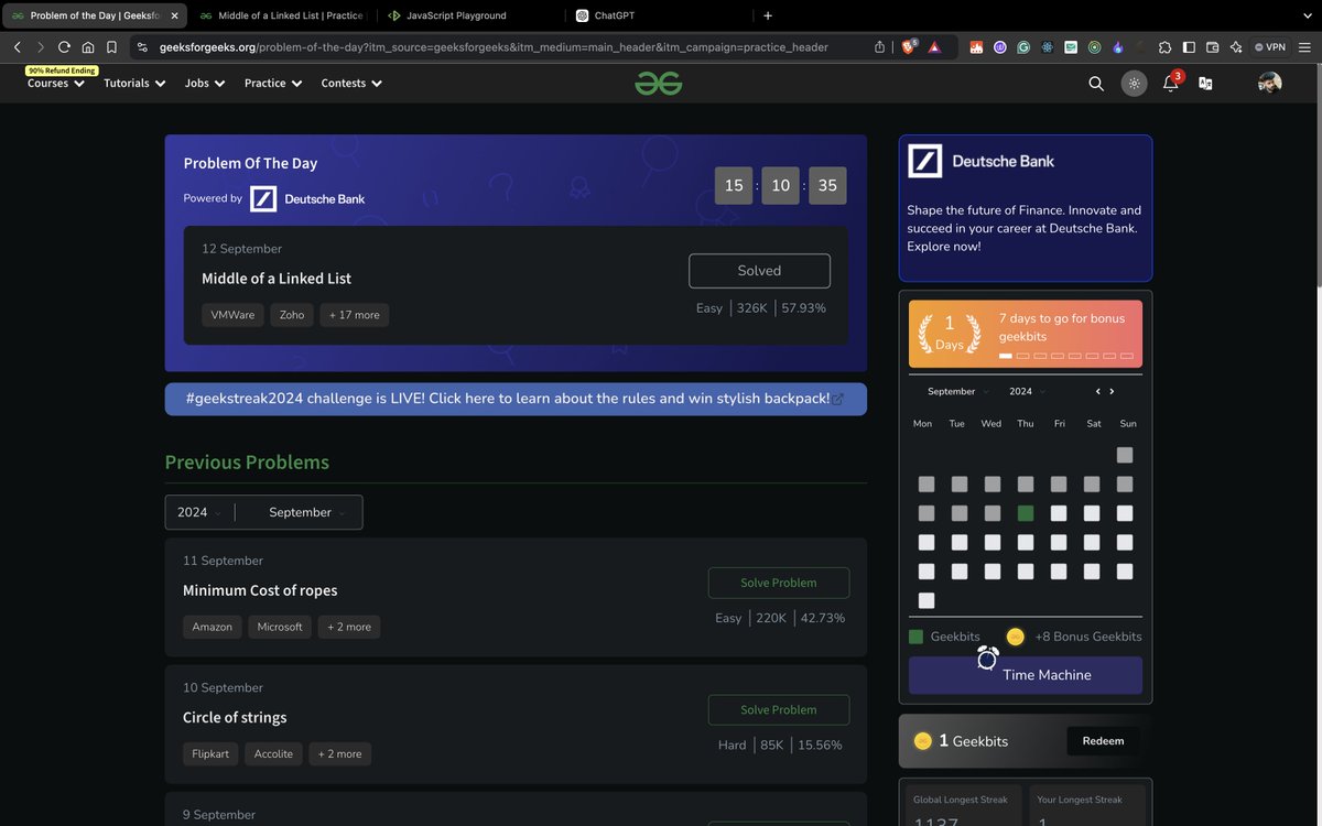 MaxWithBug's tweet image. You are a dev that doesn&apos;t mean you can&apos;t do DSA, it&apos;s not DSA or Dav. It&apos;s all about DSA and Dav. so stop participating on those forums, just unplug the Wi-Fi😅😄 and don&apos;t forget to be consistent guys have fun ✌🏻 .  TY @geeksforgeeks @DeutscheBank #geekstreak2024 #DeutscheBank
