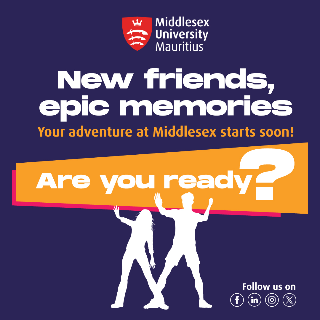 Get ready for an unforgettable journey at Middlesex University Mauritius! 🎉 New friends, epic memories, and exciting adventures await. Are you ready to dive in? 🌟 #MiddlesexMauritius #NewBeginnings #UniversityLife