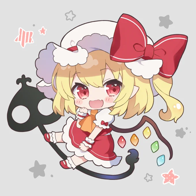 アクキーかアクスタ作りたいな～で描いたスカーレット姉妹(ミニキャラバージョン) #東方Project #レミリア・スカーレット #フランドール・スカーレット