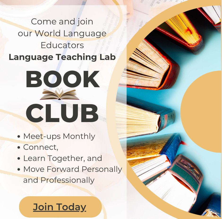 Join us September 19 at 5:30 p.m. for Language Teaching Lab 'Book Club" for World Language Educators. Register at forms.gle/zhHw9su7mHu1jy…