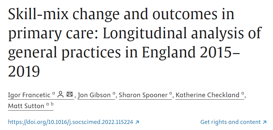 A lot of bold claims are made about the utility of non-doctors filling medical roles to support the workforce.

Let's take a look at an analysis of primary care in England, rather than making assumptions from poor data in other countries &amp; systems.

A 🧵

1/17