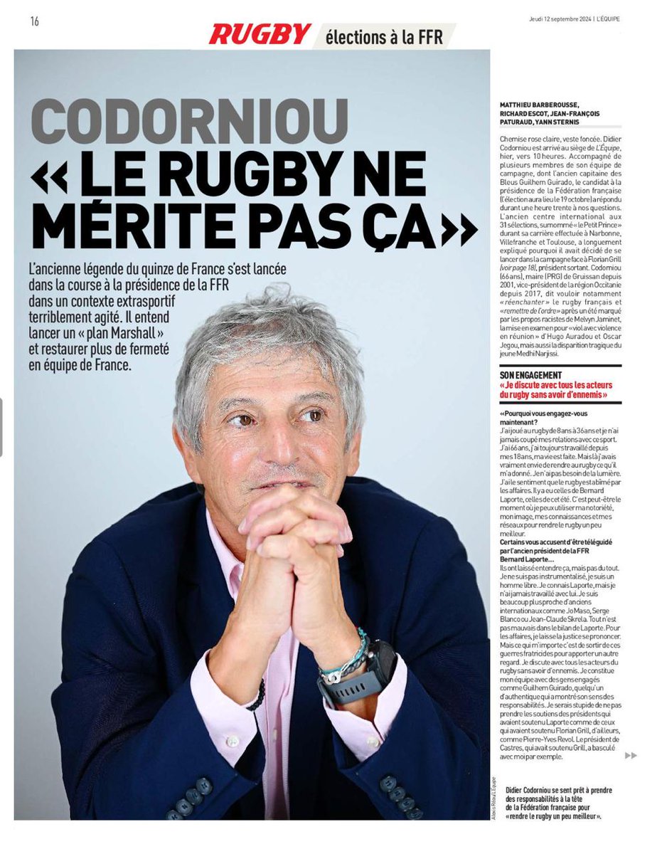 Retrouvez mon entretien avec le journal <a href="/lequipe/">L'Équipe</a> :

👉codorugby.fr/didier-codorni…

👉 codorugby.fr/lequipe-electi…

#ffr #rugby #rugbyamateur #rugbyprofessionnel #codorugby2024 #paris #îledefrance