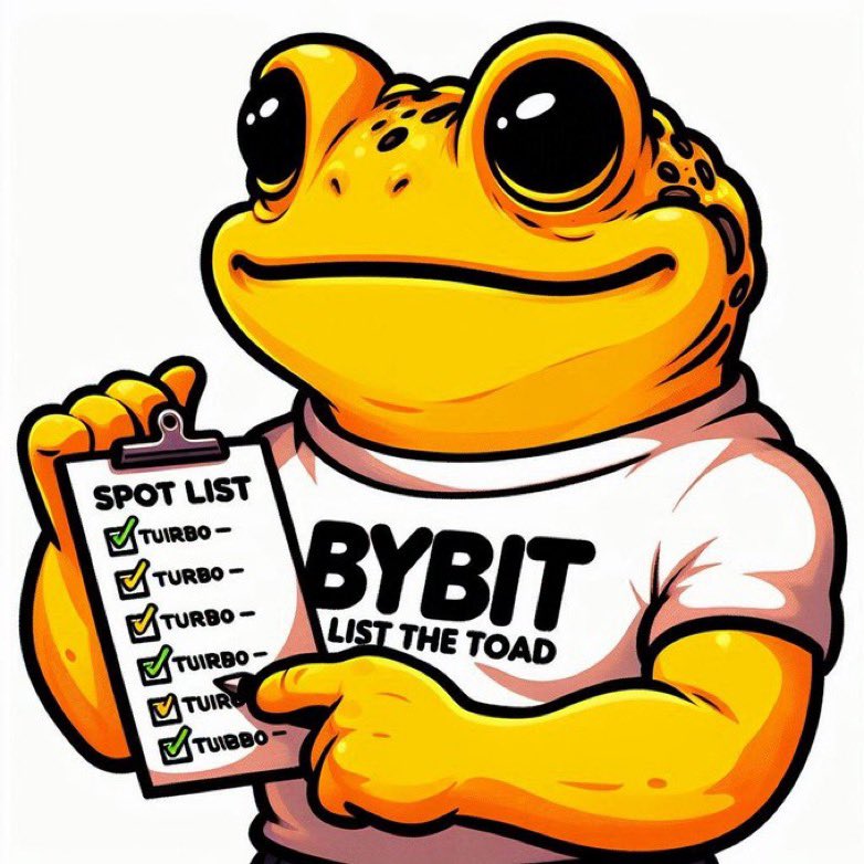 🚀🐸 Let’s list $Turbo Toad on Bybit! 🌐💸

<a href="/Bybit_Official/">Bybit</a>, Turbo Toad’s speed and community deserve it. 🌙📈

• #1 AI Memecoin 🥇
• Strong community 🚀
• 60+ Partnerships 🔥

Retweet and tag <a href="/Bybit_Official/">Bybit</a>! ✊🏽🐸

#ListTurboToad #BybitListing