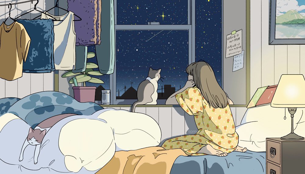 tomoca21's tweet photo. いっしょに夜空みよ  ̤̮˗ˏˋ ★ ˎˊ˗　#宇宙の日 https://t.co/NdYGtuFTU6