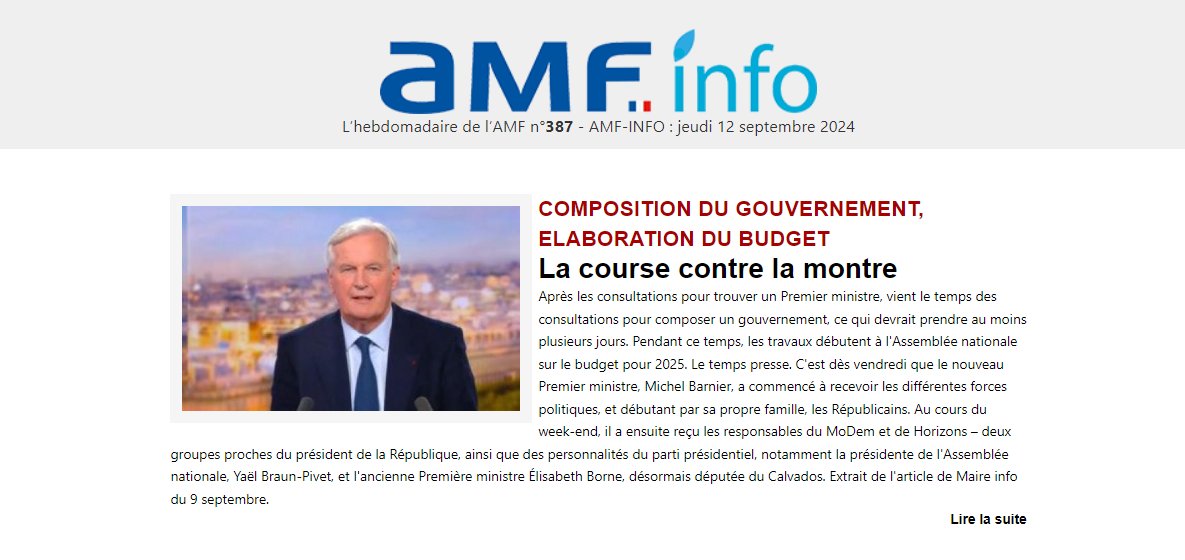 l_amf's tweet photo. [#AMFInfo] Retrouvez l'édition de ce jeudi ⤵️
Au programme : 
- La course contre la montre : composition du gouvernement, élaboration du budget...
- 106e Congrès de l'AMF : Les communes...Heureusement !
- Fonds européens : le contrôle des dépenses jugé insuffisant
➡️https://t.co/LS0YrSKE5Q