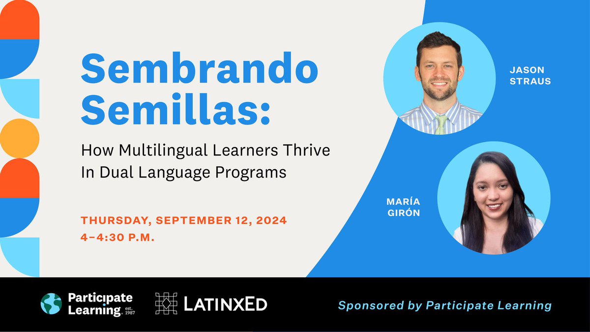 FreebirdsShire's tweet photo. Looking forward to hearing my friend, Jason Straus @ParticipateLrng and CNX teacher, Maria Girón, @BuncombeSchools share their experiences and insights on SEMBRANDO SEMILLAS- How Do ML Learners Thrive in DLI programs today at the @LatinxEducation Ed Summit! #UnitingOurWorld 🌎 https://t.co/14LiBppXjW