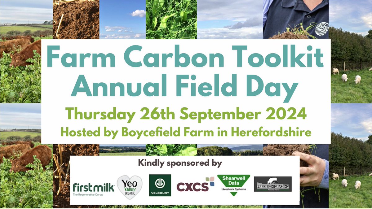 Delighted to announce <a href="/PrecisionGraze/">Precision Grazing Ltd</a> is sponsoring our upcoming Annual Field Day, hosted by <a href="/BoycefieldFarm/">Boycefield Herefords</a> in #Herefordshire.
A day for farmers &amp; growers to share experiences for improving performance &amp; resilience in a challenging environment. Book now👇 farmcarbontoolkit.org.uk/event/farm-car…