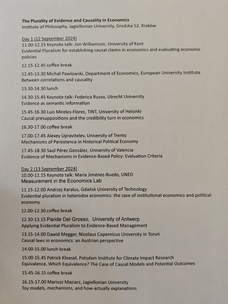 Jon Williamson (@jon_williamson_) on Twitter photo Very much enjoying *The plurality of evidence and causality in economics* organised by @MaziarzMariusz in Krakow. Next up: <a href="/federicarusso/">Federica Russo</a> Very much enjoying *The plurality of evidence and causality in economics* organised by @MaziarzMariusz in Krakow. Next up: <a href="/federicarusso/">Federica Russo</a>