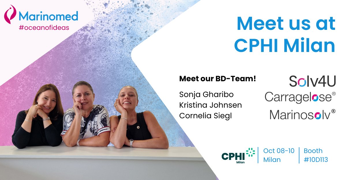 Our BD-team is busy getting ready for <a href="/CPHI_Events/">CPHI</a> in Milan from 8-10.10.!

Booth ➡️ #10D113, Finished Dosage Formulations

Book a meeting cphi-online.com/46/company/28/… or bd@marinomed.com

#attheheartofpharma #biotech #oceanofideas #formulationdevelopment #marinomed #CPHI #CPHImilan