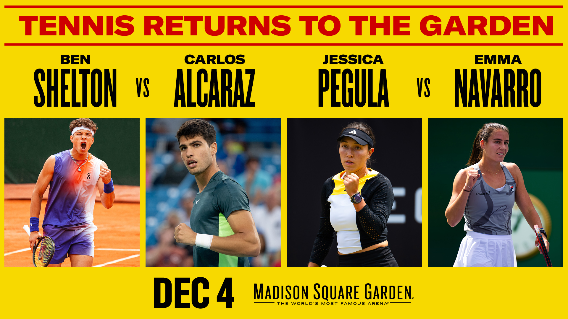 MSG on X: “JUST ANNOUNCED: Tennis returns to The Garden on Dec 4 
