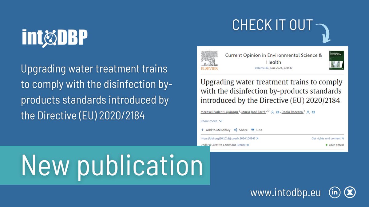 intodbp's tweet photo. 💧How can we optimise our water treatment plant for the latest #EU standards?

🔎intoDBP latest publication provides actionable insights to help #water treatment plants tackle #DBPs effectively. 

🔗Discover more: https://t.co/sTyS6i5Hnx

#waterdisinfection #EUDirective https://t.co/ddbZS5EIf6