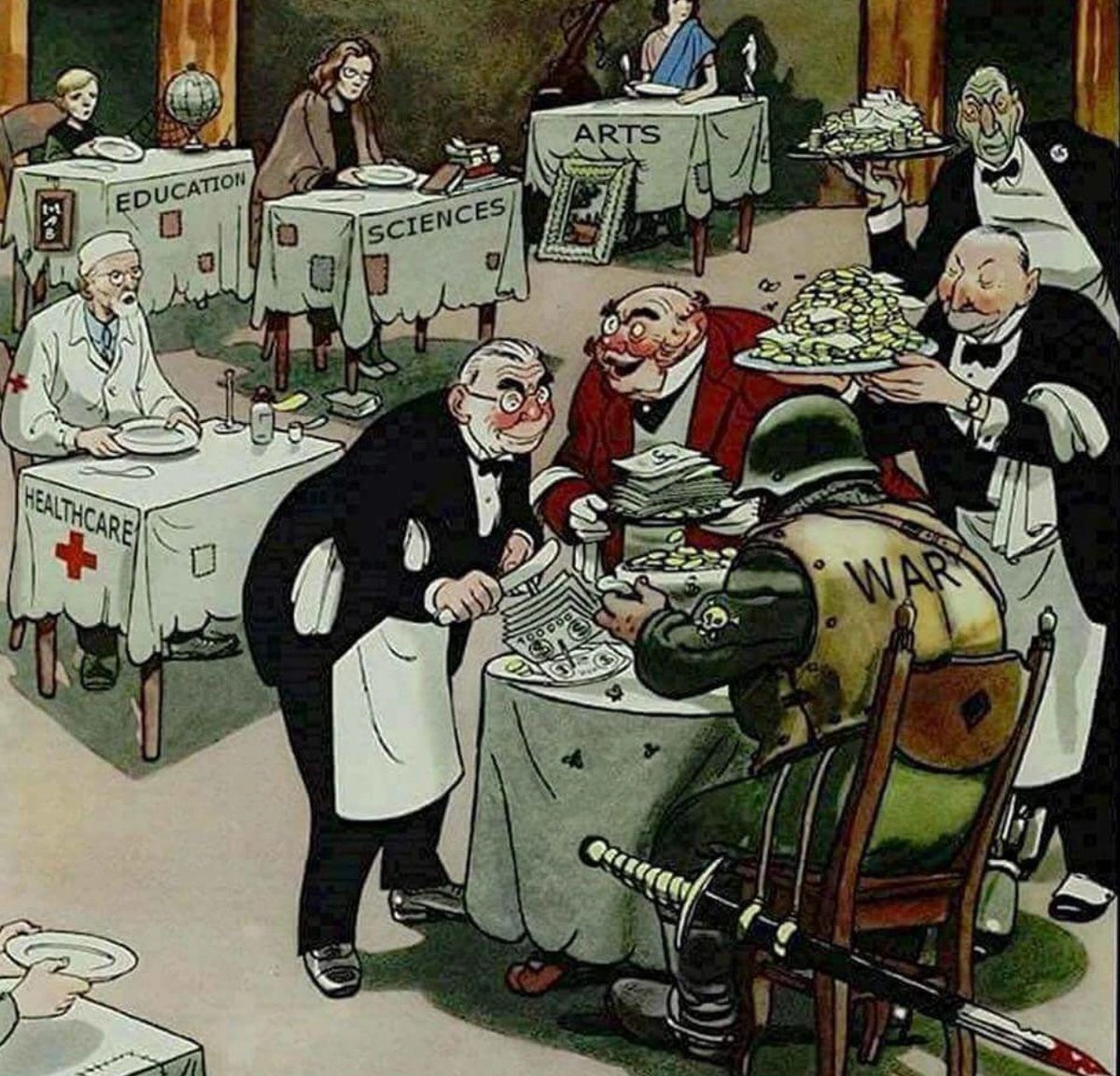 It has been 71 years since this cartoon was drawn.

And you'd be wrong if you think things haven't changed. 

They have they got worse, the richest 1% now own more than 50% of everything instead of 24%.