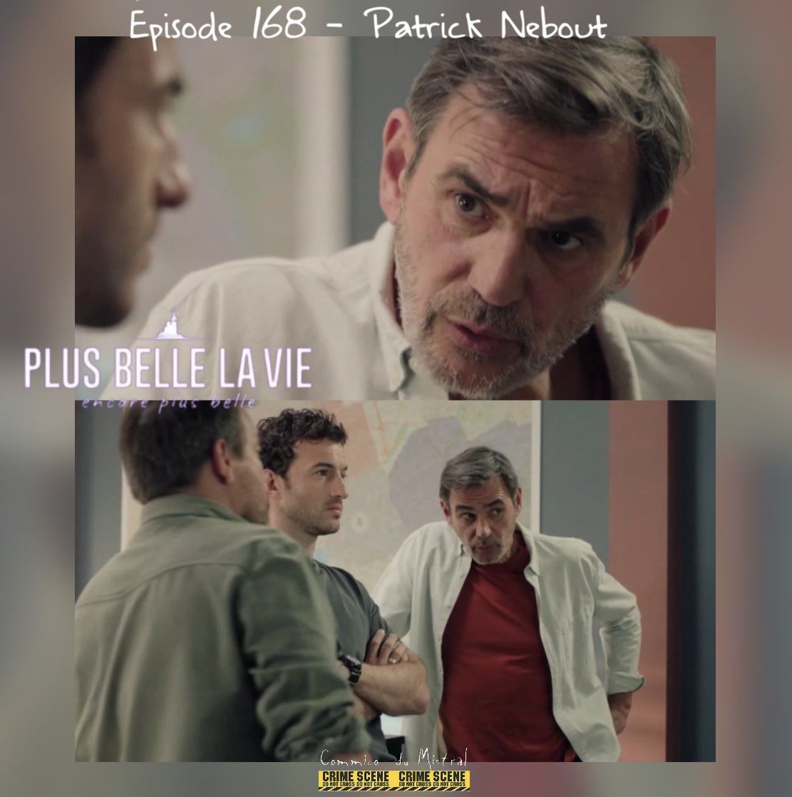 CommicoMistral's tweet photo. #pblvepb #episode168 Le commissaire Patrick félicite ses hommes pour avoir retrouver Astrid . Maintenant ils ont un portrait robot… 🤔 #pblv @BertinJerome https://t.co/rll1gMuueS
